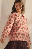 LovLov Vintage Quilted Floral Sailor Jacket in Floral Mauve
