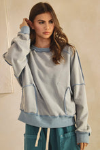 Load image into Gallery viewer, LovLov Vintage Mineral Washed Soft Knit Sweater in Vintage Denim
