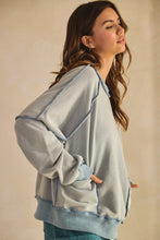 Load image into Gallery viewer, LovLov Vintage Mineral Washed Soft Knit Sweater in Vintage Denim
