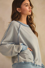 Load image into Gallery viewer, LovLov Vintage Mineral Washed Soft Knit Sweater in Vintage Denim
