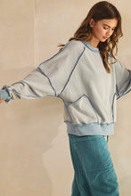 Load image into Gallery viewer, LovLov Vintage Mineral Washed Soft Knit Sweater in Vintage Denim
