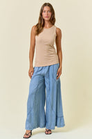 Doe & Rae Rhinestone Ribbed Tank Top in Nude