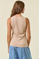 Doe & Rae Rhinestone Ribbed Tank Top in Nude