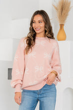 Load image into Gallery viewer, Sew in Love Bow Pattern Knit Sweater in Blush
