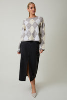 Sunday Edition Knit Argyle Pattern Sweater in White-H.Grey