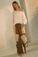 Oddi Knit Pants with Patchwork Details in Mocha