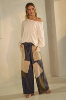 Oddi Knit Pants with Patchwork Details in Moss Charcoal