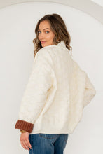 Load image into Gallery viewer, Sew in Love Quilted Puff and Cable Knit Jacket in Ivory/Brown
