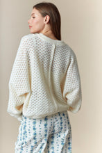 Load image into Gallery viewer, Peach Love Open Knit Henley Sweater in Ivory
