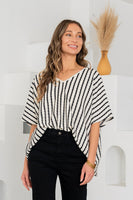 Sew In Love Textured Contrasting Colors Striped Top in Ivory/Black