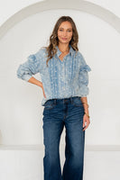 Sew in Love Denim Floral Print Top in Denim