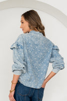 Sew in Love Denim Floral Print Top in Denim