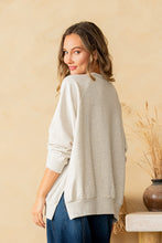 Load image into Gallery viewer, Sew in Love French Terry Knit Top with Contrasting Ribbed Panels in Oatmeal
