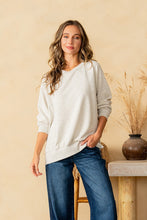 Load image into Gallery viewer, Sew in Love French Terry Knit Top with Contrasting Ribbed Panels in Oatmeal
