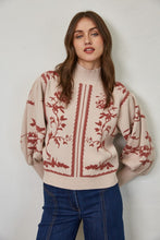 Load image into Gallery viewer, FATE Abstract and Floral Print Jacquard Knit Sweater in Mauve
