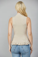 FATE Ribbed Knit Sleeveless Peplum Sweater in Taupe