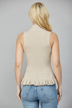 Load image into Gallery viewer, FATE Ribbed Knit Sleeveless Peplum Sweater in Taupe
