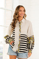 Sew in Love Mix n Match Print Relaxed Fit Top in Olive/Black