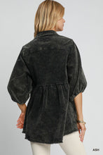Load image into Gallery viewer, Umgee Stone Washed Corduroy Tunic Top in Ash
