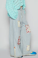 POL Pants with Multi Layered Patches in Striped Denim