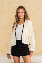 Load image into Gallery viewer, Sew in Love Open Front Sweater knit Cardigan in Oatmeal/Black
