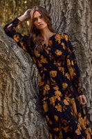 Oddi Floral Print Maxi Dress in Black Multi