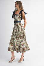 Load image into Gallery viewer, MABLE Textured Floral Tapestry Midi Dress in Taupe
