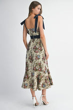 Load image into Gallery viewer, MABLE Textured Floral Tapestry Midi Dress in Taupe

