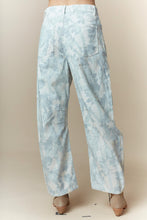 Load image into Gallery viewer, Peach Love Leaf Print Corduroy Barrel Pants in Ivory/Blue
