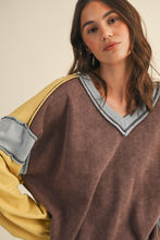 Load image into Gallery viewer, AnnieWear Mineral Washed Color Block Top in Brown Multi
