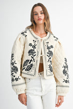 Load image into Gallery viewer, MABLE  Embroidered Quilted Jacket in Light Taupe
