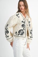 MABLE  Embroidered Quilted Jacket in Light Taupe