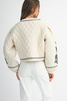 MABLE  Embroidered Quilted Jacket in Light Taupe