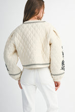 Load image into Gallery viewer, MABLE  Embroidered Quilted Jacket in Light Taupe
