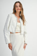 Load image into Gallery viewer, MABLE Beaded Lace Applique Bolero Jacket in Off White
