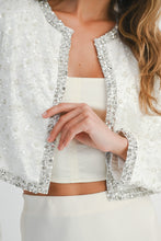 Load image into Gallery viewer, MABLE Beaded Lace Applique Bolero Jacket in Off White
