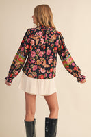 &merci Exclusive Floral Print Top in Black Multi Floral