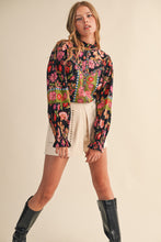 Load image into Gallery viewer, &amp;merci Exclusive Floral Print Top in Black Multi Floral
