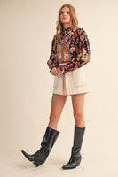 &merci Exclusive Floral Print Top in Black Multi Floral