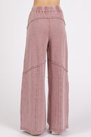 Mittoshop Mineral Washed Pants with Asymmetric Seams in Faded Plum