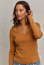 Load image into Gallery viewer, So Me FITTED Knit Sweater Top with Scalloped Neckline in Camel
