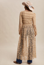 Load image into Gallery viewer, Listicle Smocked and Lace Maxi Kimono in Taupe
