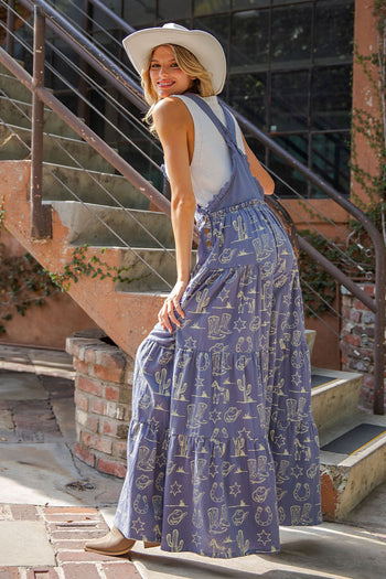 ee:some Western Graphic Print Jumpsuit in Indigo