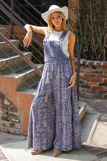 ee:some Western Graphic Print Jumpsuit in Indigo