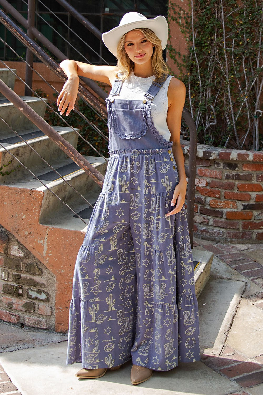 ee:some Western Graphic Print Jumpsuit in Indigo