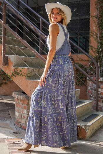 ee:some Western Graphic Print Jumpsuit in Indigo