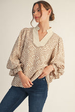 Load image into Gallery viewer, Jodifl Boho Leaf Print Top in Taupe
