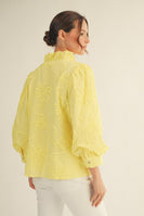 Jodifl Solid Color Textured 3D Floral Top in Yellow