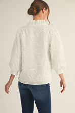 Load image into Gallery viewer, Jodifl Solid Color Textured 3D Floral Top in White
