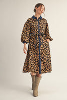 Jodifl Button Down Front Leopard Print Midi Dress in Animal ON ORDER